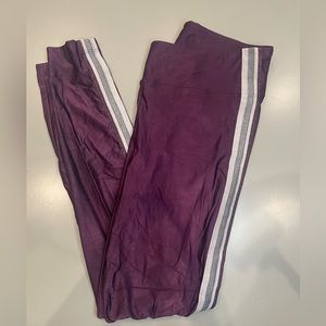 Koral‎ Purple Shimmer Stripe Active Leggings L